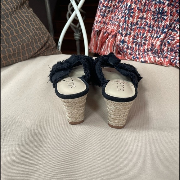 Sole Society Fabric Knot Slip On Espadrille Wedges in Black Size 6.5 - Picture 3 of 7